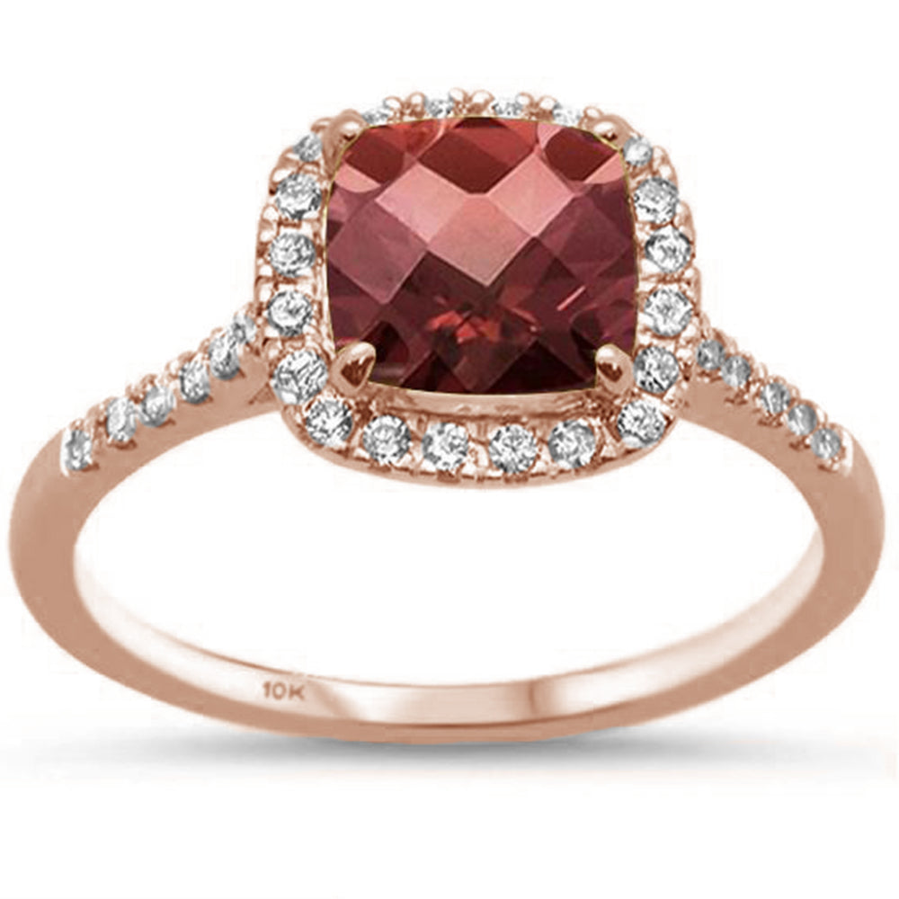 Muse Jewelry 1.55ct 10k Rose Gold Garnet & Diamond Ring Size 6.5
