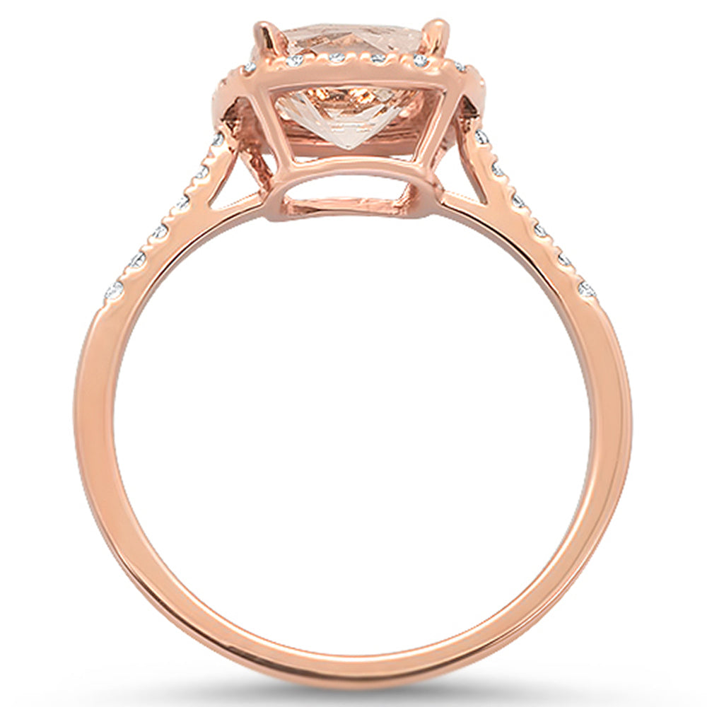 Muse Jewelry 1.35cts 10k Rose Gold Cushion Morganite & Diamond Ring