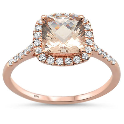 Muse Jewelry 1.35cts 10k Rose Gold Cushion Morganite & Diamond Ring