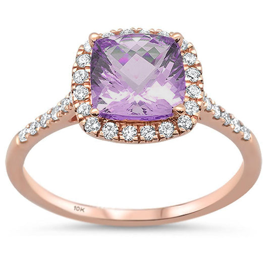 Muse Jewelry 1.74ct 10k Rose Gold Pink Amethyst & Diamond Ring Size 6.5
