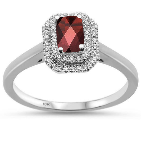 Muse Jewelry 1.13ct Emerald Cushion Cut Garnet 10k White Gold Diamond Ring Size 6.5