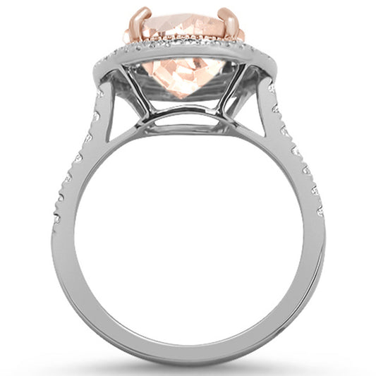 Muse Jewelry 2.70ct 10k Two Tone Gold Round Morganite & Diamond Ring