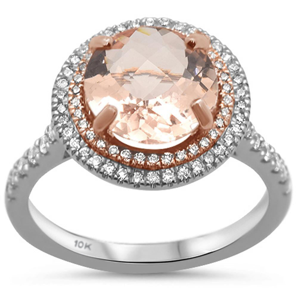 Muse Jewelry 2.70ct 10k Two Tone Gold Round Morganite & Diamond Ring