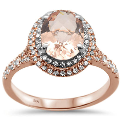 Muse Jewelry 2.08ct 10k Two Tone Gold Oval Morganite & Diamond Ring