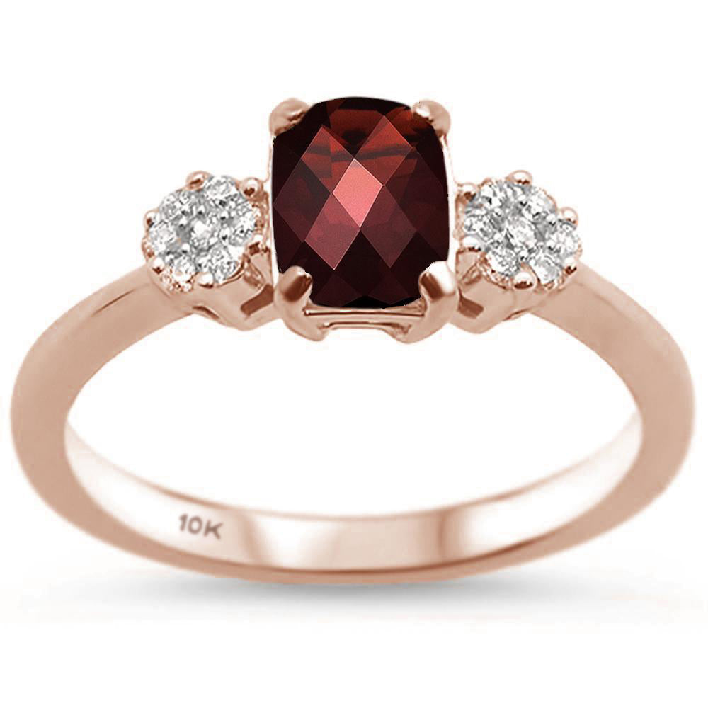 Muse Jewelry 1.1ct 10k Rose Gold Cushion Garnet & Diamond Ring