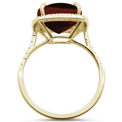 Muse Jewelry 10kt Yellow Gold 5.89ct Cushion Garnet & Diamond Ring Size 6.5