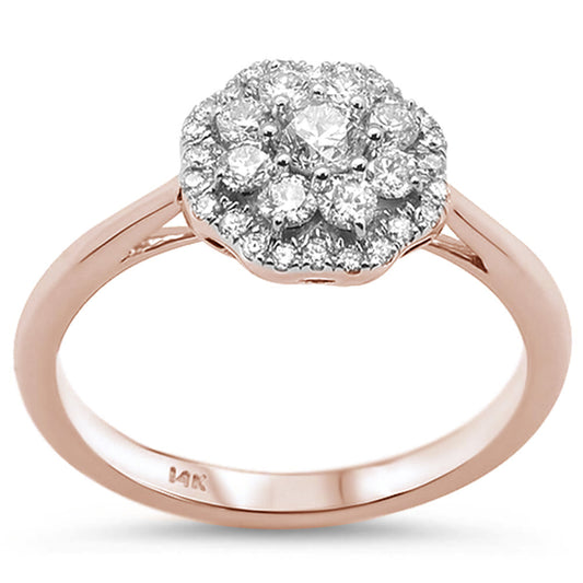 Muse Jewelry .62CT G SI 14KT Rose Gold Diamond Flower Solitaire Enagement Ring Size 6.5