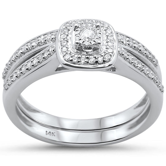 Muse Jewelry .19ct 14k White gold Diamond Engagement Ring Bridal Set size 6.5