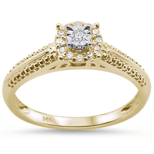 Muse Jewelry .11ct 14KT Yellow Gold Round Filigree Diamond Engagement Ring Size 6.5