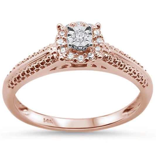 Muse Jewelry .10ct 14KT Rose Gold Diamond Filigree Round Solitaire Ring Size 6.5