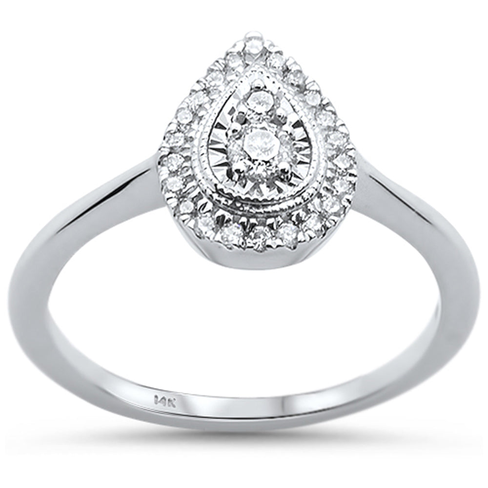 Muse Jewelry .20ct 14KT White Gold Pear Shaped Diamond Solitaire Ring Size 6.5