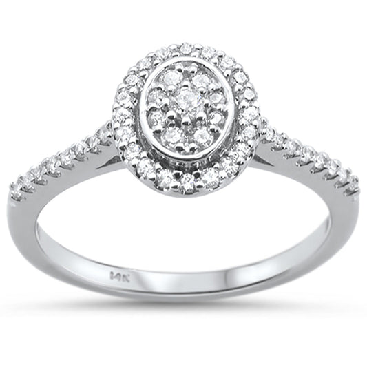 Muse Jewelry .27ct 14KT White Gold Oval Diamond Ring Size 6.5