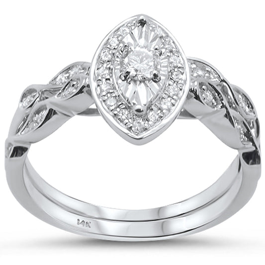 Muse Jewelry .36cts 14k White gold Marquise Shape Diamond Engagement Ring Bridal Set