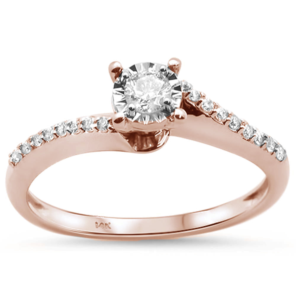 Muse Jewelry .25ct 14K Rose Gold Round Diamond Engagement Ring Size 6.5