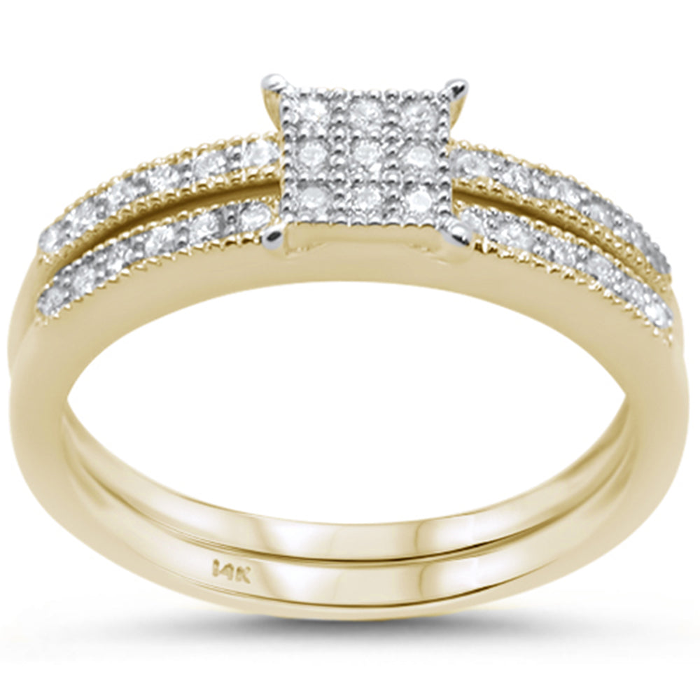 Muse Jewelry .28cts 14k Yellow Gold Square Shape Diamond Engagement Ring Bridal Set