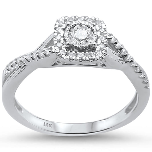 Muse Jewelry .26ct 14KT White Gold Diamond Square Shaped Twisted Prong Engagement Ring