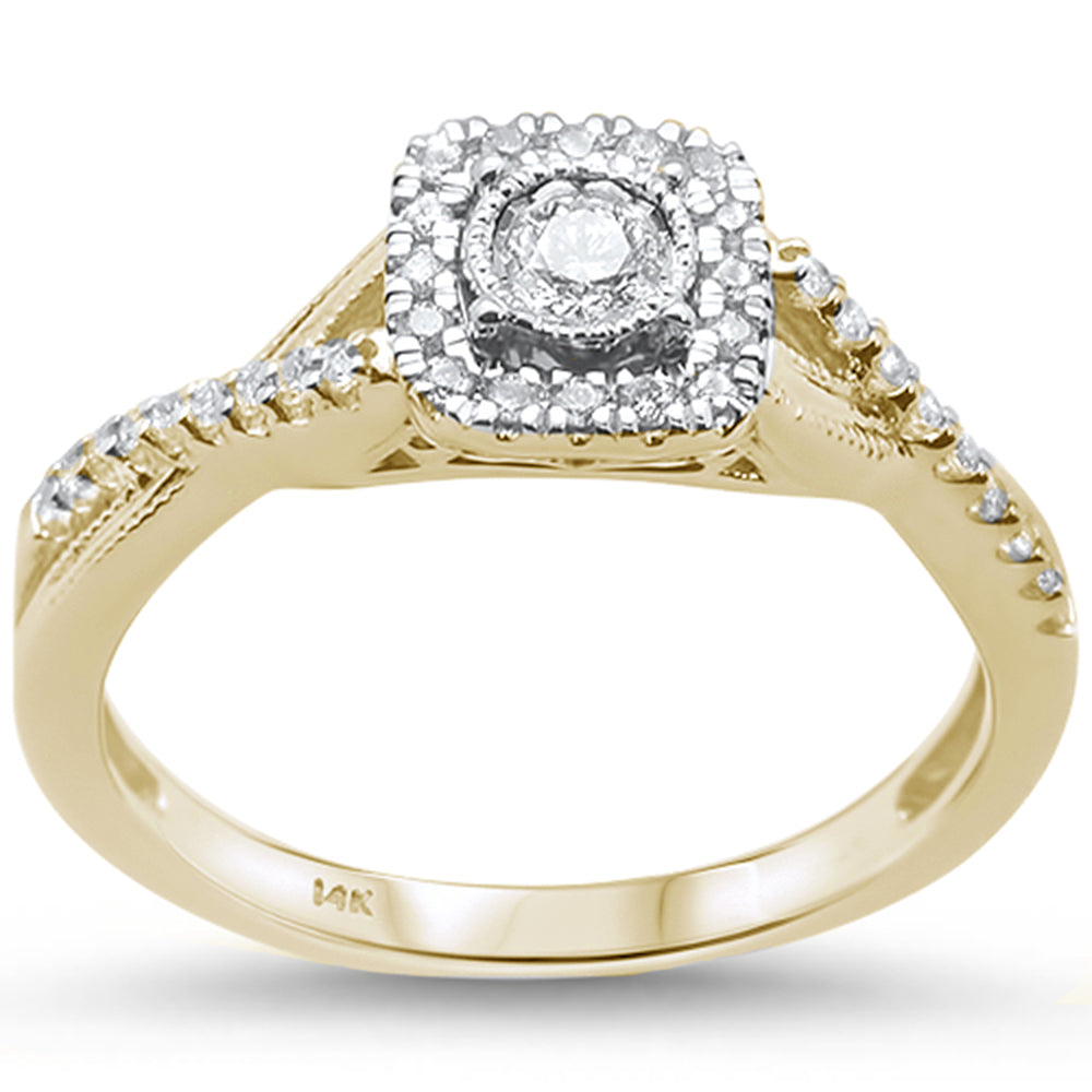 Muse Jewelry .26cts 14k Yellow Gold Twisted Band Square Shape Diamond Ring Size 6.5