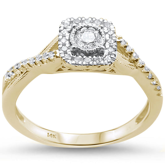 Muse Jewelry .26cts 14k Yellow Gold Twisted Band Square Shape Diamond Ring Size 6.5