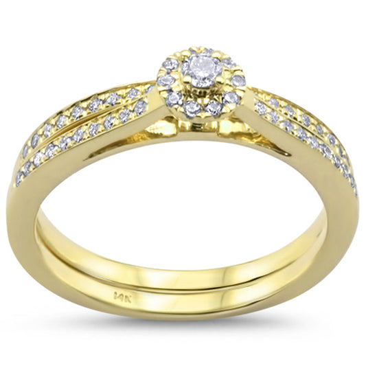 Muse Jewelry .25cts 14k Yellow Gold Round Diamond Engagement Ring Bridal Set Size 6.5