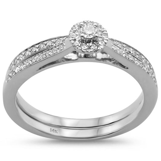 Muse Jewelry .27cts 14k White gold Diamond Engagement Bridal Set Promise Ring Size 6.5