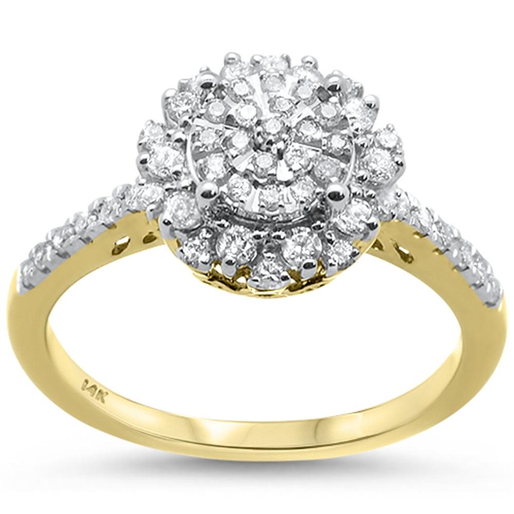 Muse Jewelry .50ct 14KT Yellow Gold Round Solitaire Cluster Diamond Ring Size 6.5