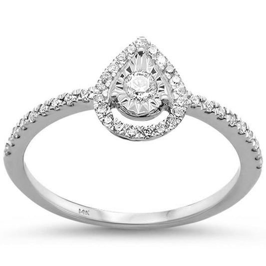 Muse Jewelry .25ct 14k White Gold Diamond Promise Pear Engagement Wedding Ring Size 6.5