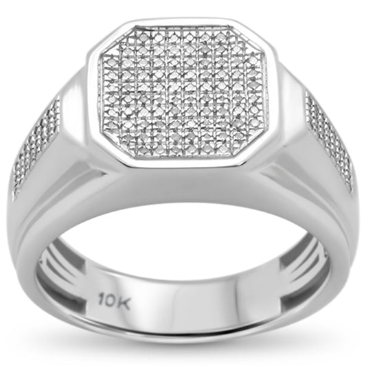 Muse Jewelry .36ct 10k White Gold Men's Diamond Signet Band Ring Size 10