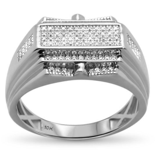 Muse Jewelry .25ct 10k White Gold Men's Diamond Signet Wedding Ring Size 10