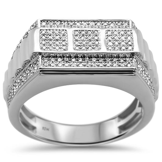 Muse Jewelry .54ct 10k White Gold Men's Diamond Signet Wedding Ring Size 10