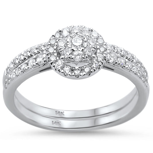 Muse Jewelry .55cts 14k White gold Round Diamond Engagement Ring Bridal Set Size 6.5