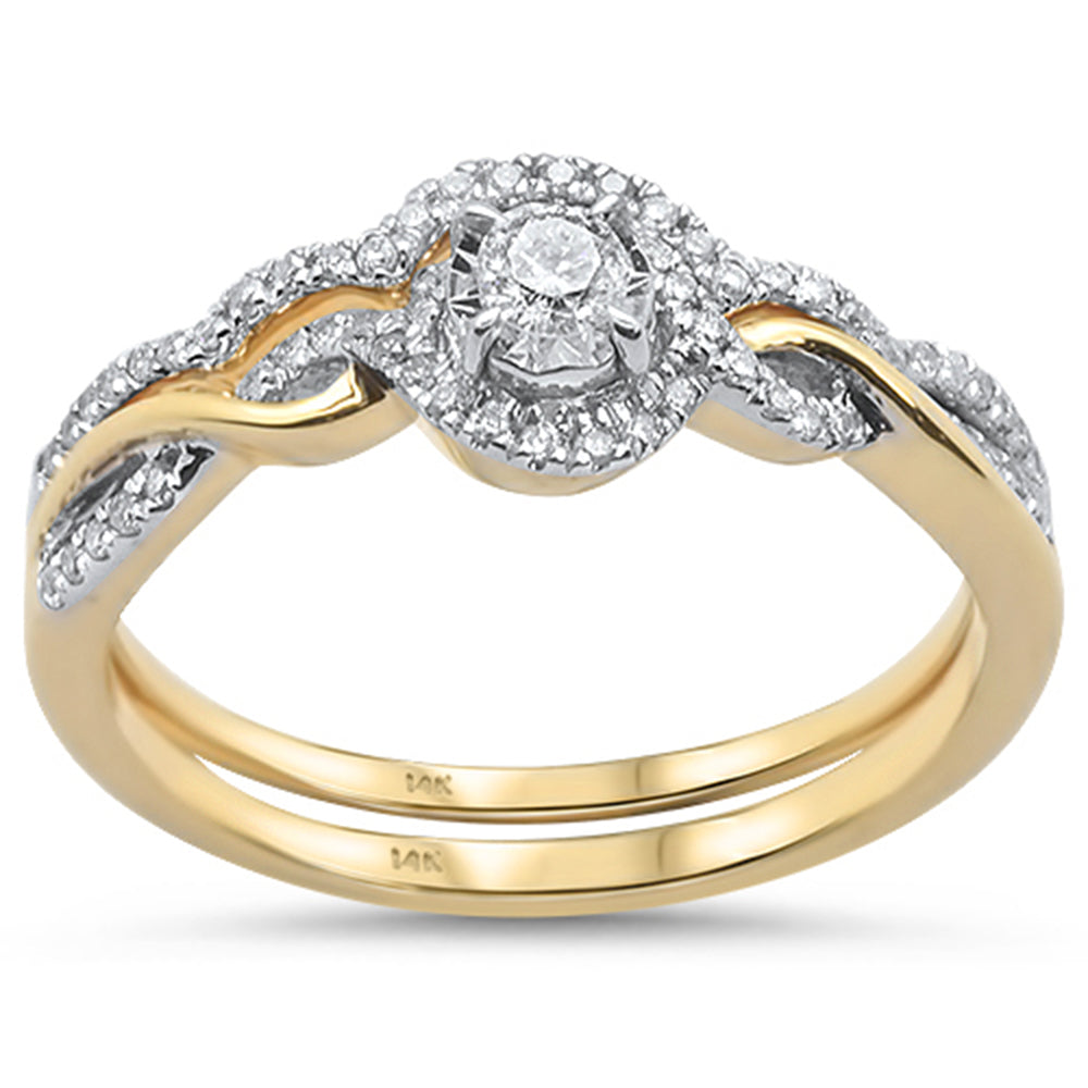 Muse Jewelry .26cts 14k Yellow Gold Diamond Solitaire Engagement Bridal Ring Set