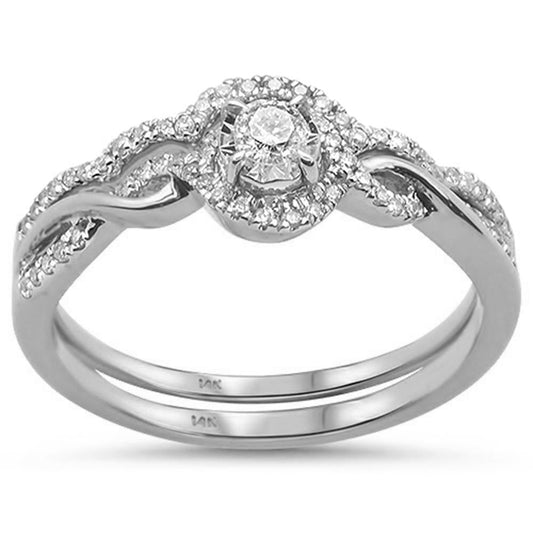 Muse Jewelry .26cts 14k White Gold Diamond Solitaire Engagement Bridal Ring Set