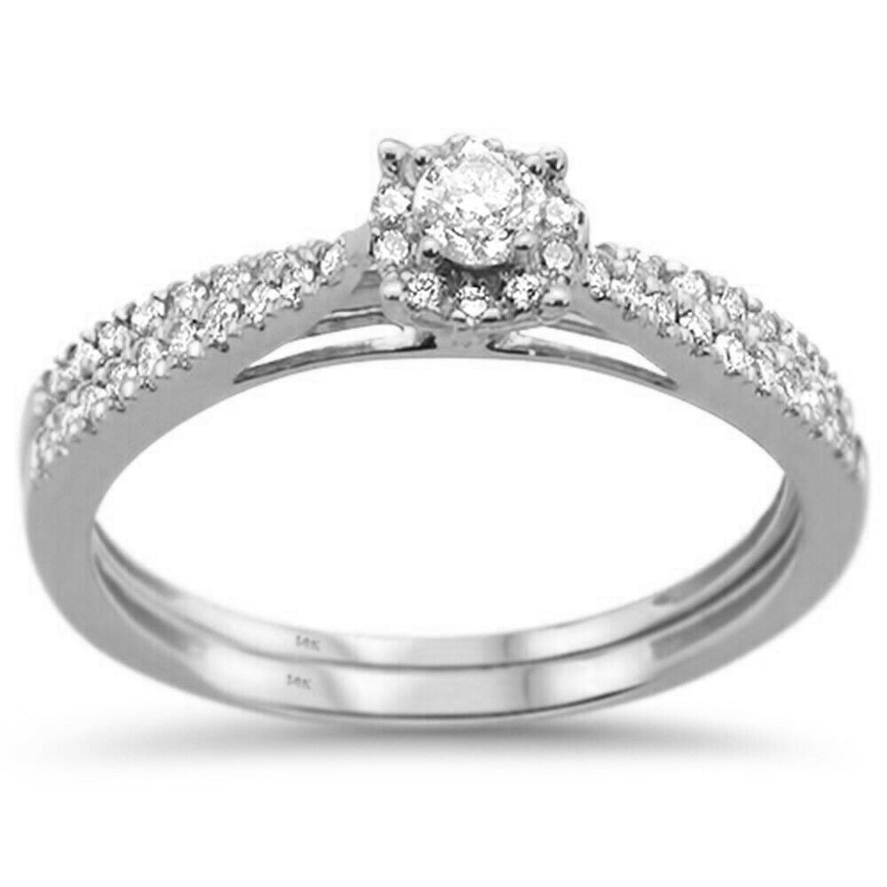 Muse Jewelry .40ct 14K White Gold Round Diamond Engagement Ring & Band Set