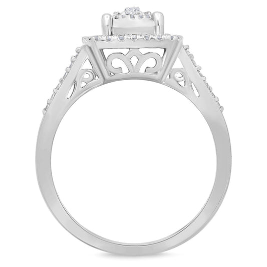 Muse Jewelry .27ct 14k White Gold Square Shape Diamond Engagement Wedding Ring Size 6.5