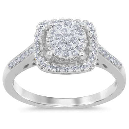 Muse Jewelry .27ct 14k White Gold Square Shape Diamond Engagement Wedding Ring Size 6.5