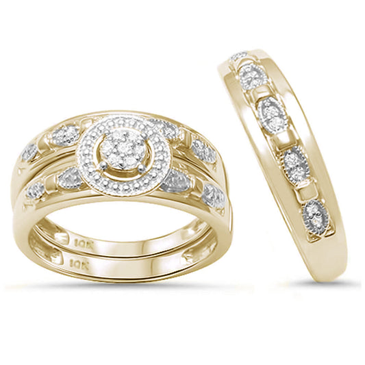 Muse Jewelry .16ct G SI 10K Yellow Gold Bridal Engagement Trio Diamond Men's & Women's Ring