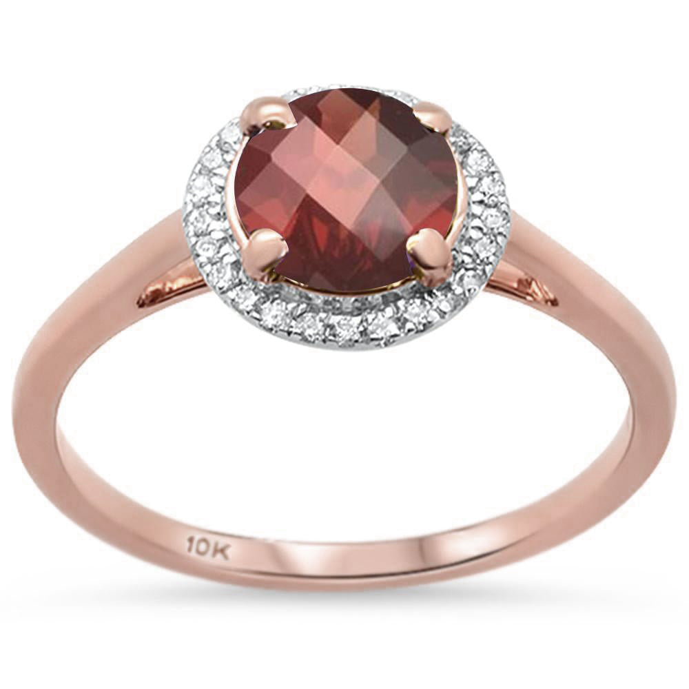 Muse Jewelry 1.34ct 10k Rose Gold G SI Garnet & Round Diamond Ring Size 6.5