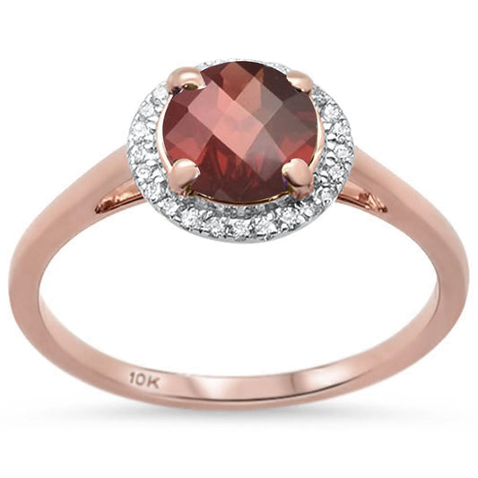 Muse Jewelry 1.34ct 10k Rose Gold G SI Garnet & Round Diamond Ring Size 6.5