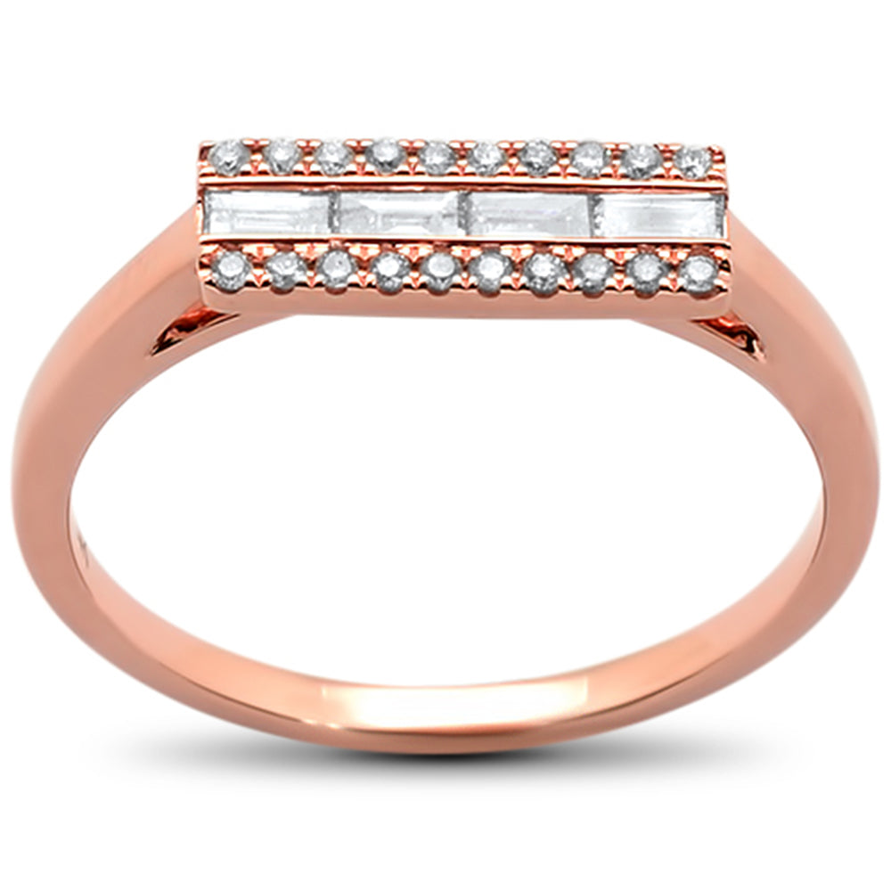 Muse Jewelry .17cts 14k Rose Gold Modern Trendy Natural Diamond Ring 6.5