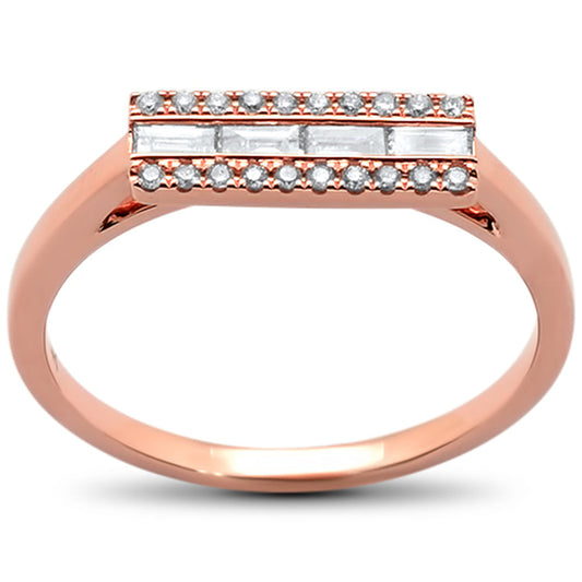 Muse Jewelry .17cts 14k Rose Gold Modern Trendy Natural Diamond Ring 6.5