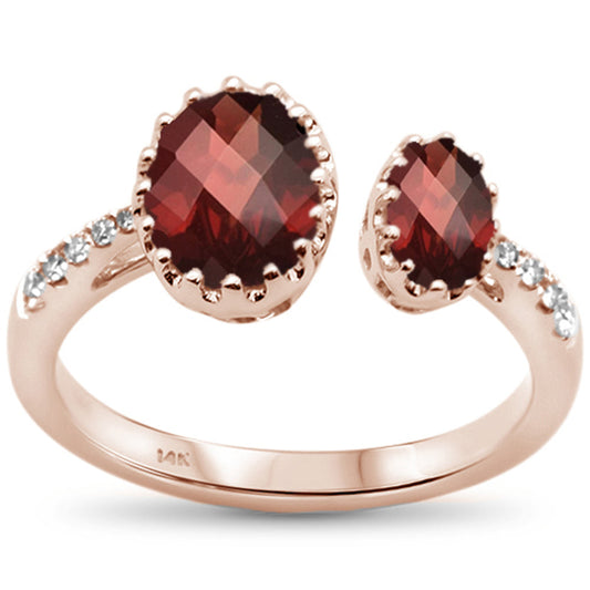 Muse Jewelry 2.90ct 14kt Trendy Rose Gold Oval Garnet & Diamond Open Ring Size 6.5