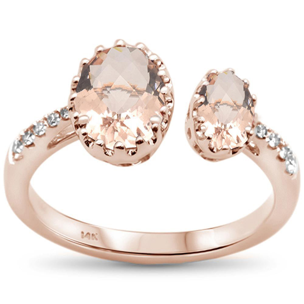Muse Jewelry 1.89ct F SI 14k Rose Gold Natural Oval Morganite Open Diamond Ring Size 6.5