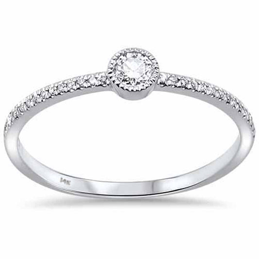 Muse Jewelry .19ct 14kt White Gold Trendy Diamond Solitaire Ring Size 6.5