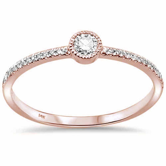 Muse Jewelry .19ct 14kt Rose Gold Trendy Diamond Solitaire Ring Size 6.5