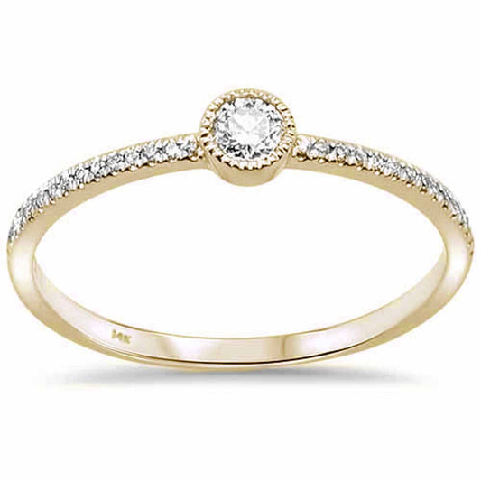 Muse Jewelry .19ct 14kt Yellow Gold Trendy Round Diamond Solitaire Ring Size 6.5