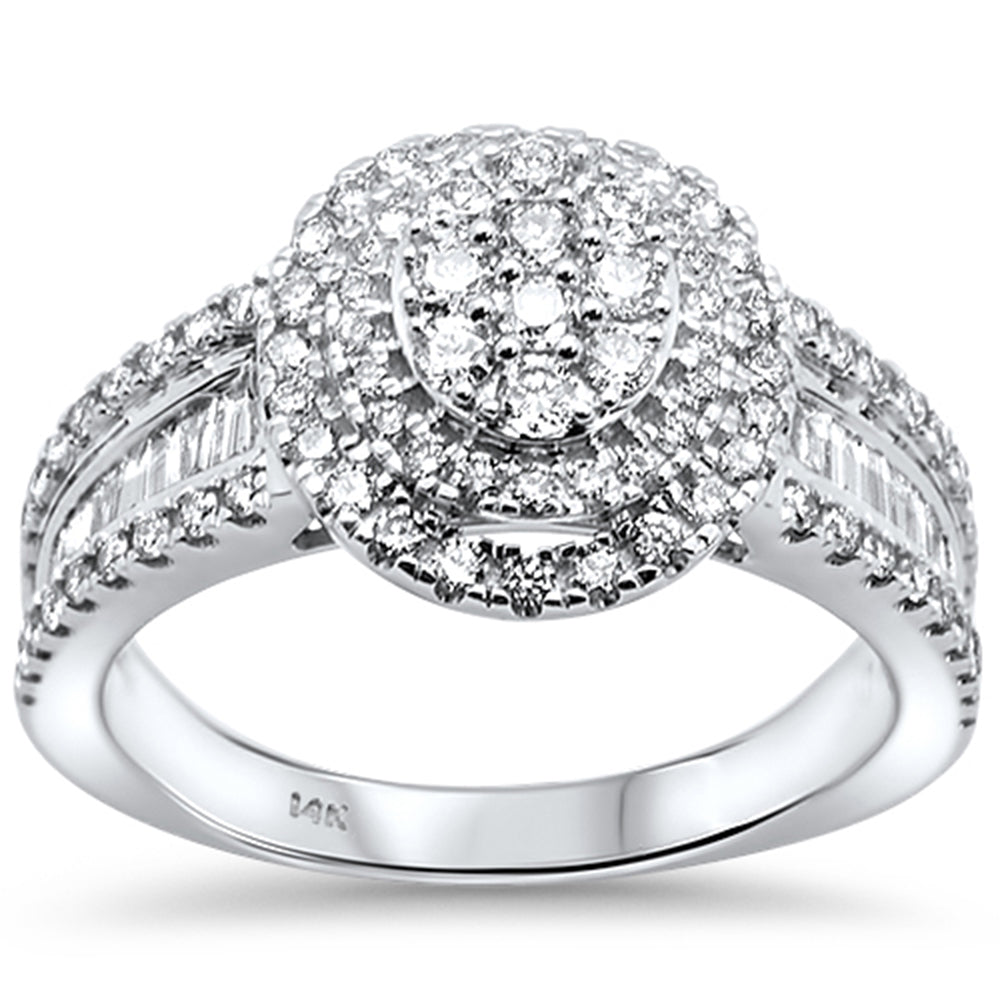 Muse Jewelry .98ct 14kt White Gold Elegant Round & Baguette Diamond Engagement Ring