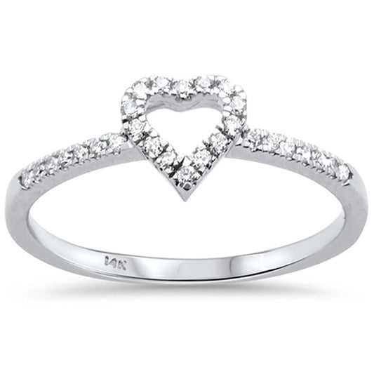 Muse Jewelry .15ct G SI 14K White Gold Heart Shape Diamond Ring Size 6.5