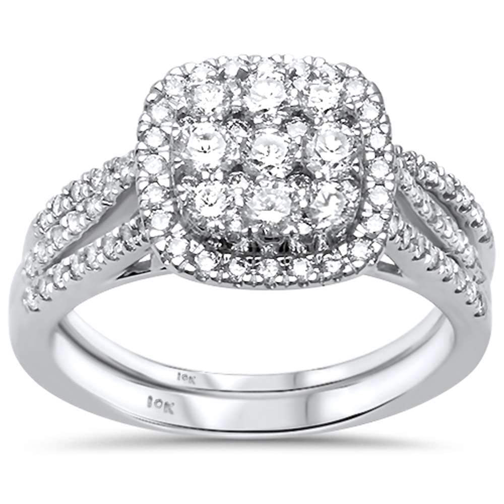 Muse Jewelry 1.04 ct 10kt White Gold Princess Diamond Engagement Bridal Set Size 6.5