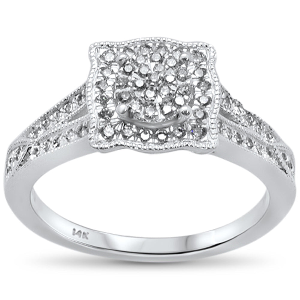 Muse Jewelry .32ct 14k White Gold Square Diamond Engagement Ring Size 6.5