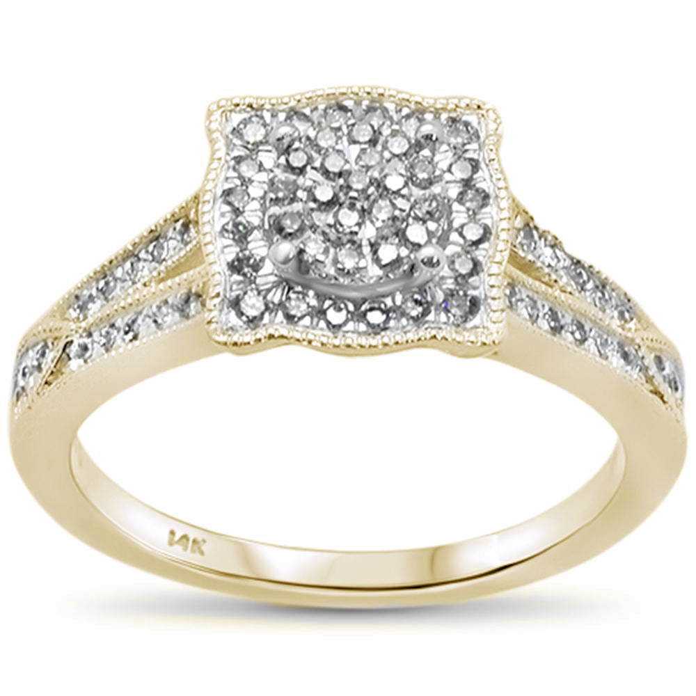 Muse Jewelry .32ct 14k Yellow Gold Square Diamond Engagement Ring Size 6.5